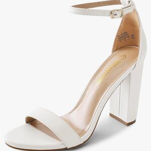 Elegant White Block Heel Sandals
